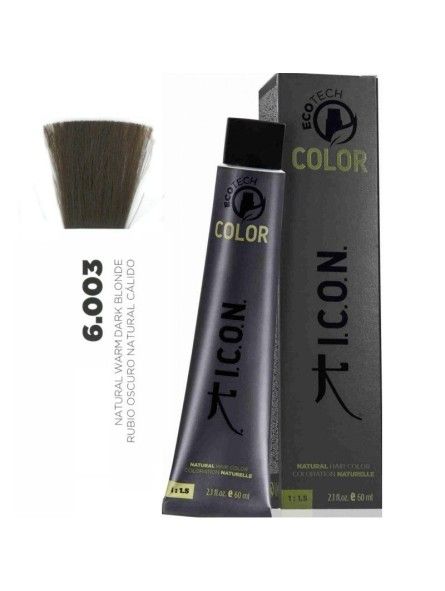 Tinte ICON Ecotech Color Rubio Oscuro Natural Cálido 6.003 sin alcohol, amoníaco ni ppd