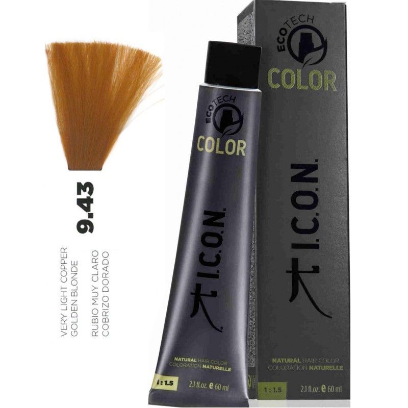 Tinte ICON Ecotech Color Rubio Muy Claro Cobrizo Dorado 9.43